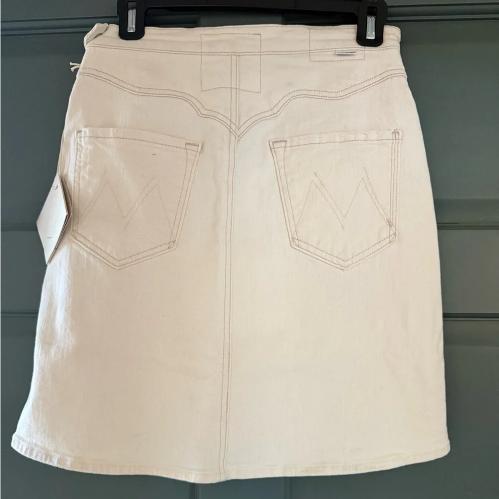 MOTHER Cream Denim Mini Skirt